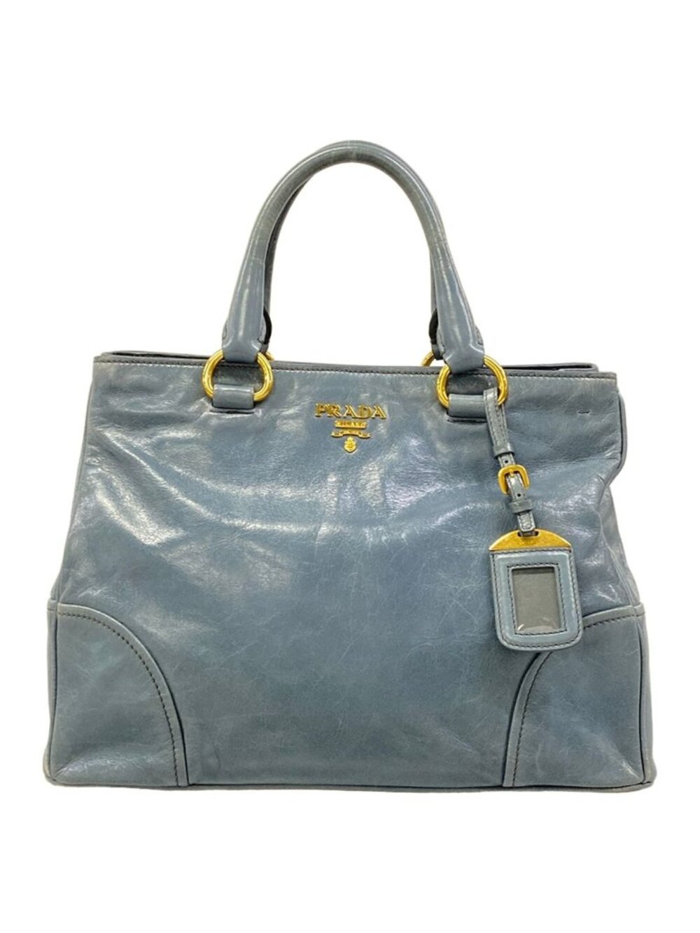 Prada Handbag Blue Gray Leather